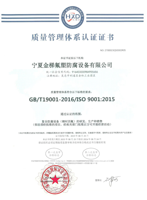 Ningxia Jinti ISO quality managment 2023